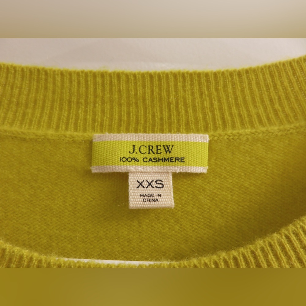 J. Crew 100% Cashmere Yellow Crewneck Sweater XXS - Gently Used, Flaws - Picture 3 of 10